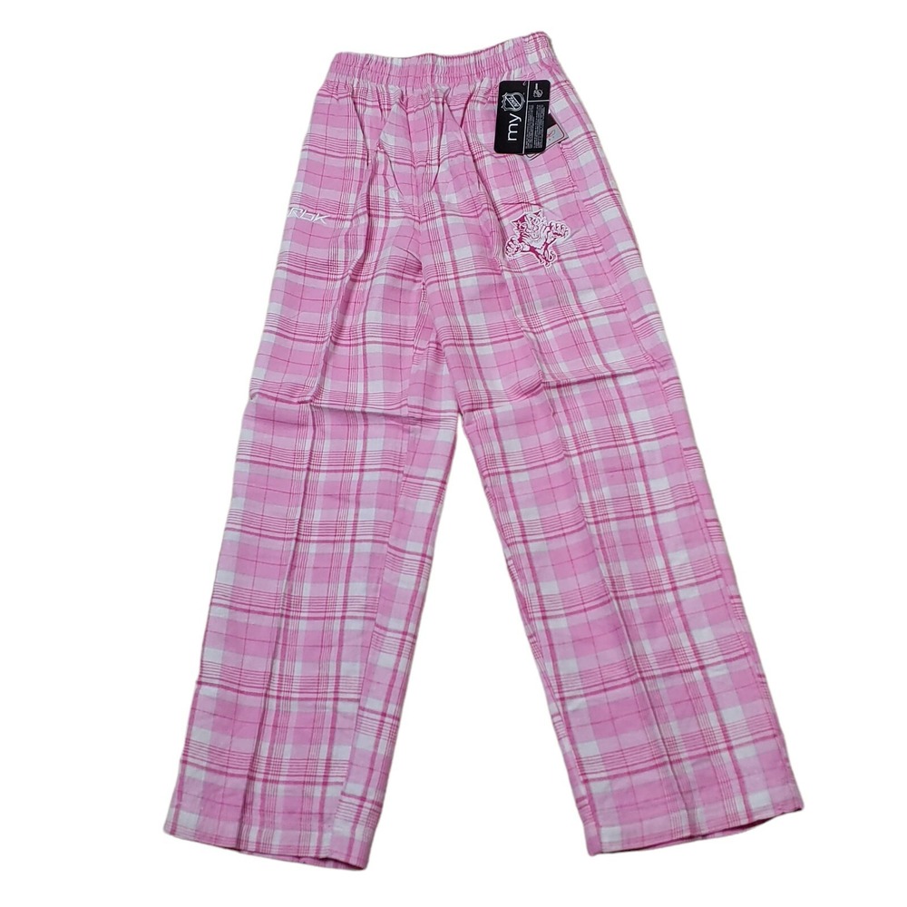 Reebok Florida Panthers NHL Pajama Pants Kids Size M Pink Plaid New NHL Fan Gear